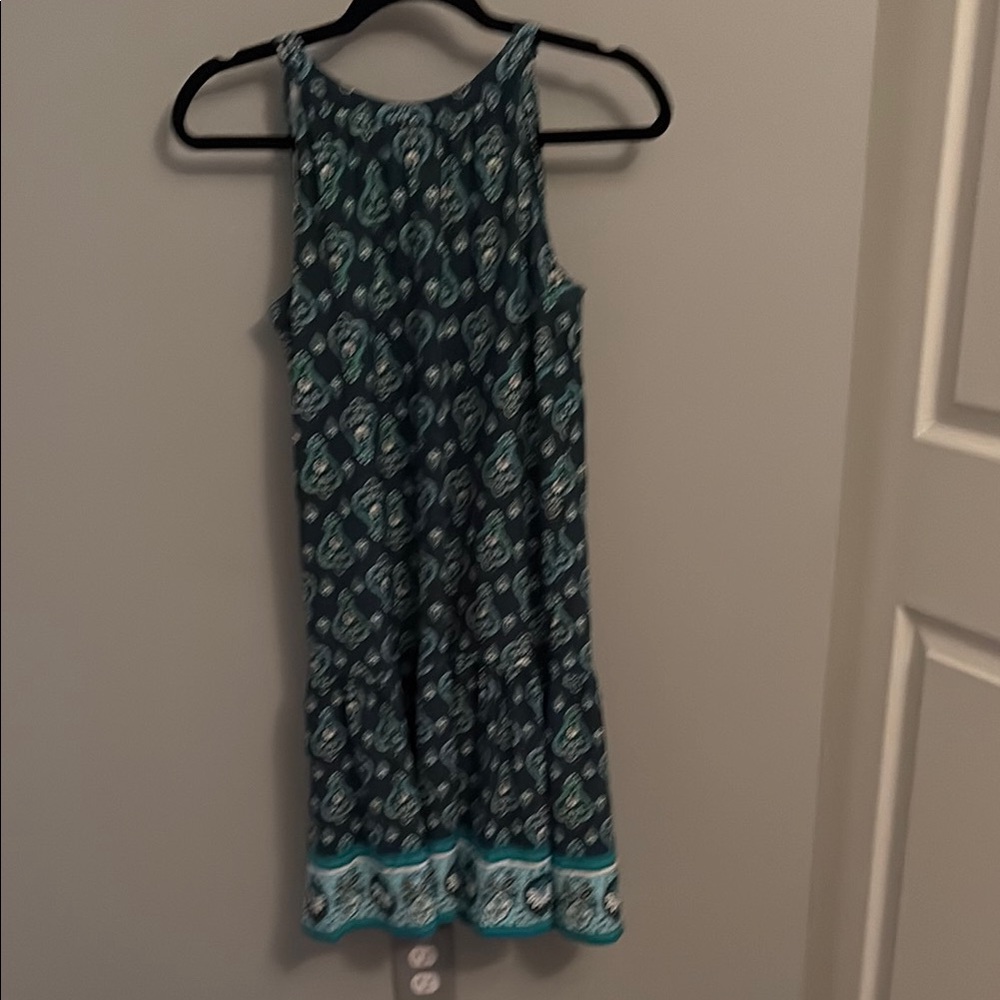 Teal Patterned Sleeveless Dress